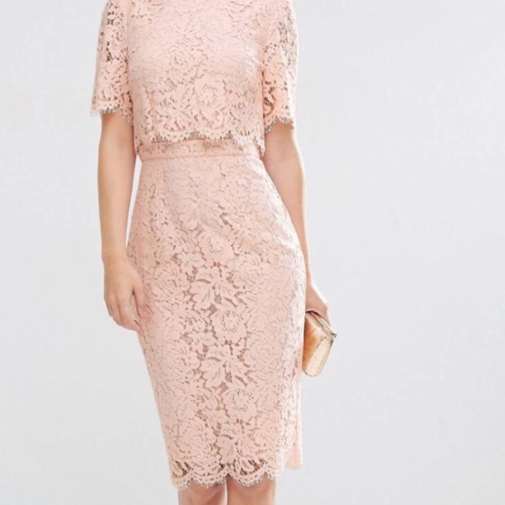 ASOS pink lace dress